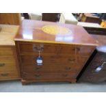 Marquetry Inlaid Chest of Five Drawers (92cm x 95cm x 53cm)