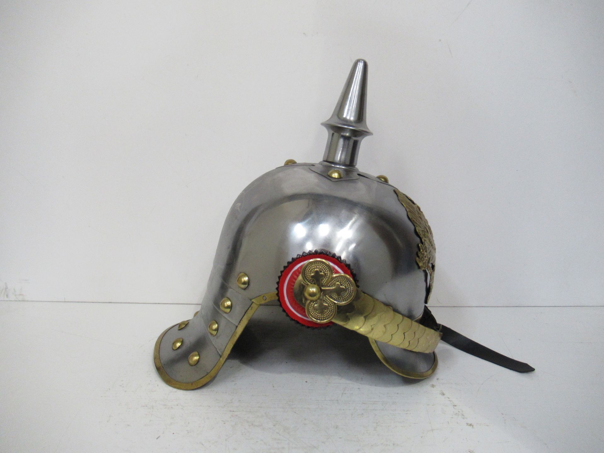German Prussian Reproduction Helmet with Stand - Image 3 of 5