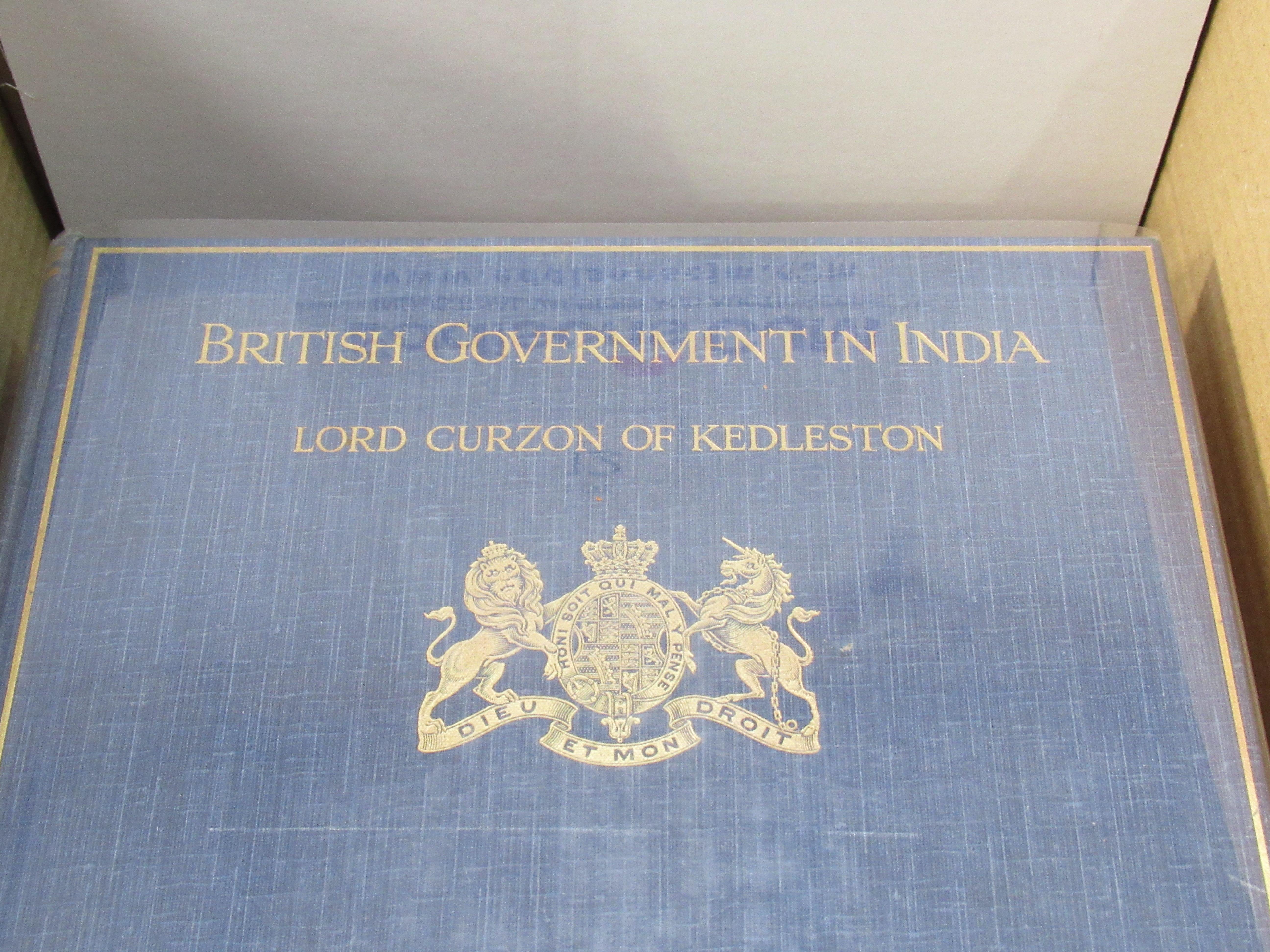 "British Government in India" Vols 1 & 2 by Lord Curzon of Keddlestone. First Published in 1925, Pub - Image 2 of 3