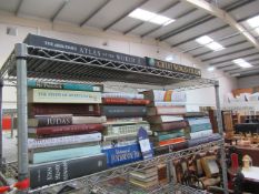 A shelf containing books of Religious, Geographical and Theological themes including two Atlas