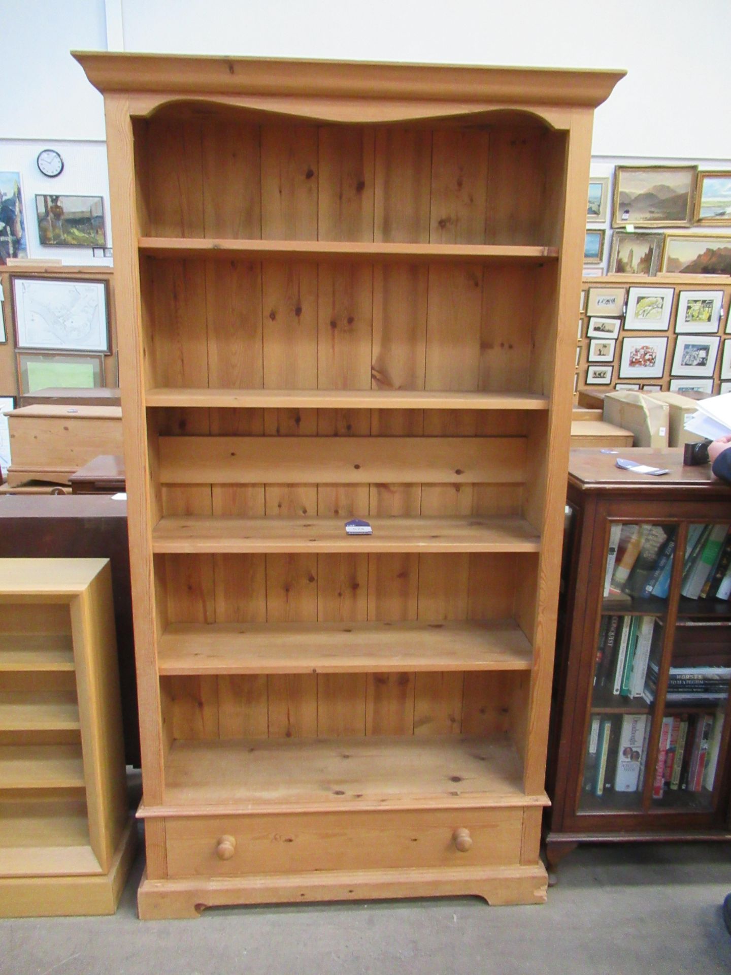 5 Shelf Single Draw Pine Bookcase