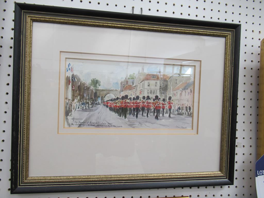 The Freedom of Berwick July 2000 Water Colour by Peter Knox (28cm x 14cm)