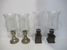 Two Pairs of Oil Lamps (31cm &30cm)