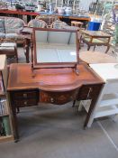 Five Drawer Inlaid Desk with Marquetry and Castors with Mirror