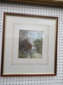 Water Colour of Country Road Signed W.S.A Ingles in Frame (18cm x 15cm)