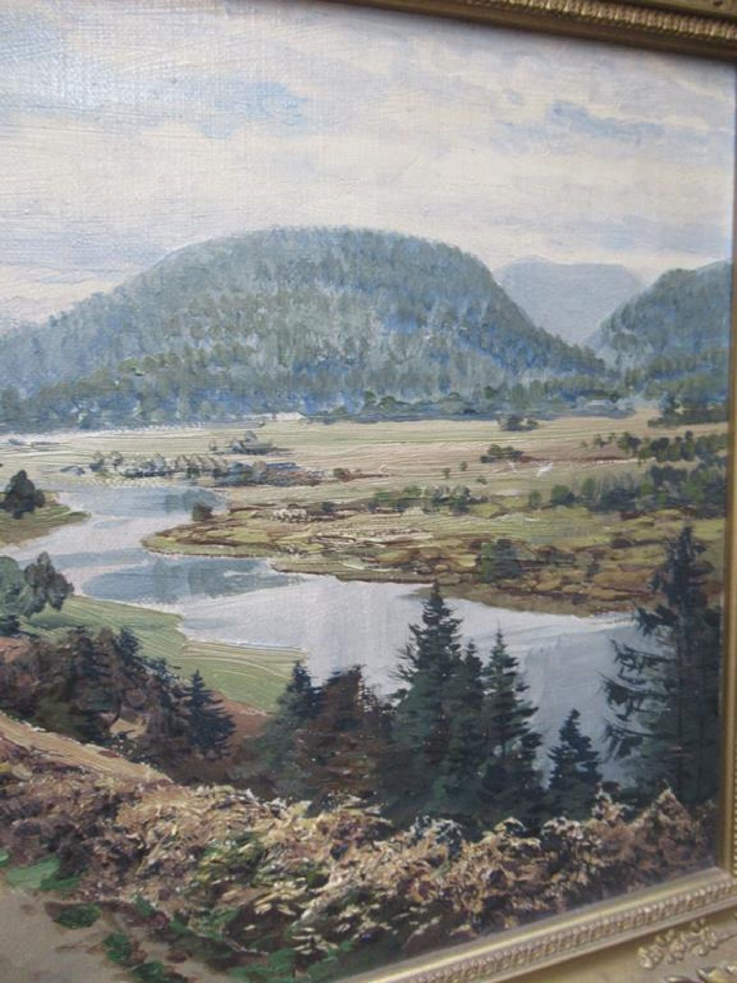 Oil On Canvas of 'Valley of Dee' by George Melville Rennie in Frame (1874-1952)(35cm x 25cm) - Image 4 of 5