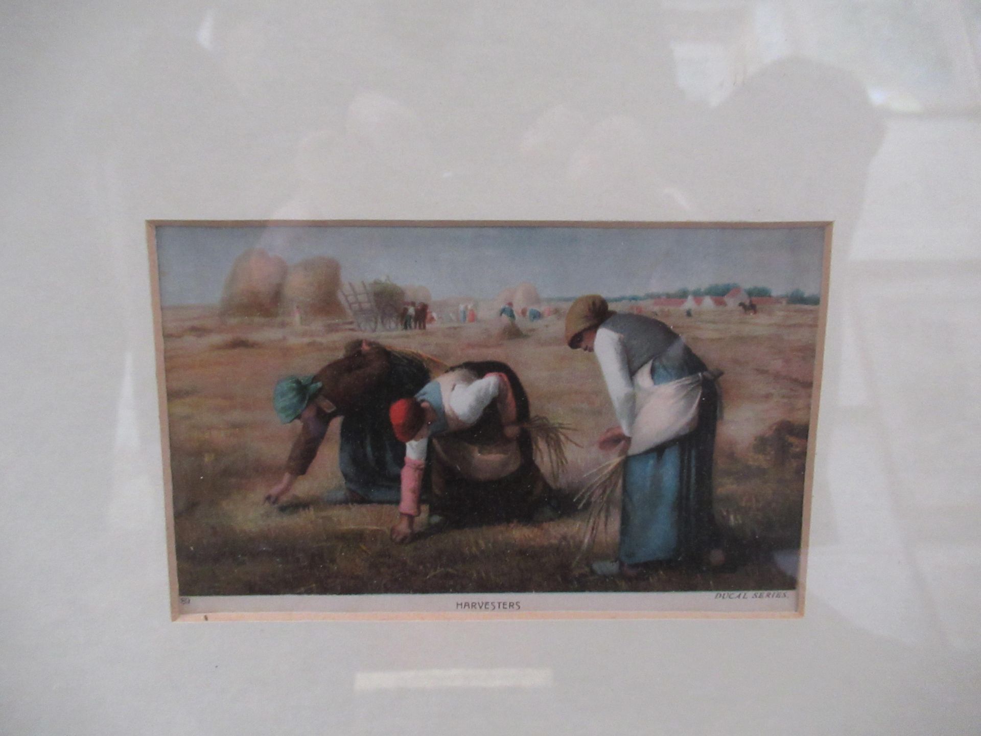 Four Framed Pieces of Art Depicting Field Workers, Coast Scene, Dinner Party Scene etc (Largest 26cm - Image 2 of 5