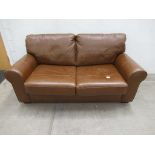 Heart of House Salisbury 2 seater leather sofa bed, colour Tan