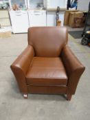 Next wooden legged leather armchair, colour Tan