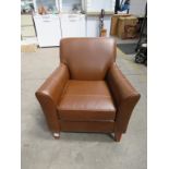 Next wooden legged leather armchair, colour Tan