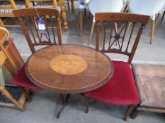 Side Table with Two Upholstered Seated chairs