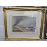 'Dunkirk' Water Colour signed Frank W Wood in Frame behind Glass (36cm x 26cm)