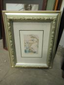 4 x Prints of Woman in Gold Coloured Moulded Frames (largest 6cm x 12cm)