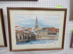 Two Berwick Water Colours signed Mike Neil (33cm x 46cm/28cm 43cm)