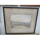 Water Colour of Coastline signed A. Marquis in Frame (25cm x 18cm)