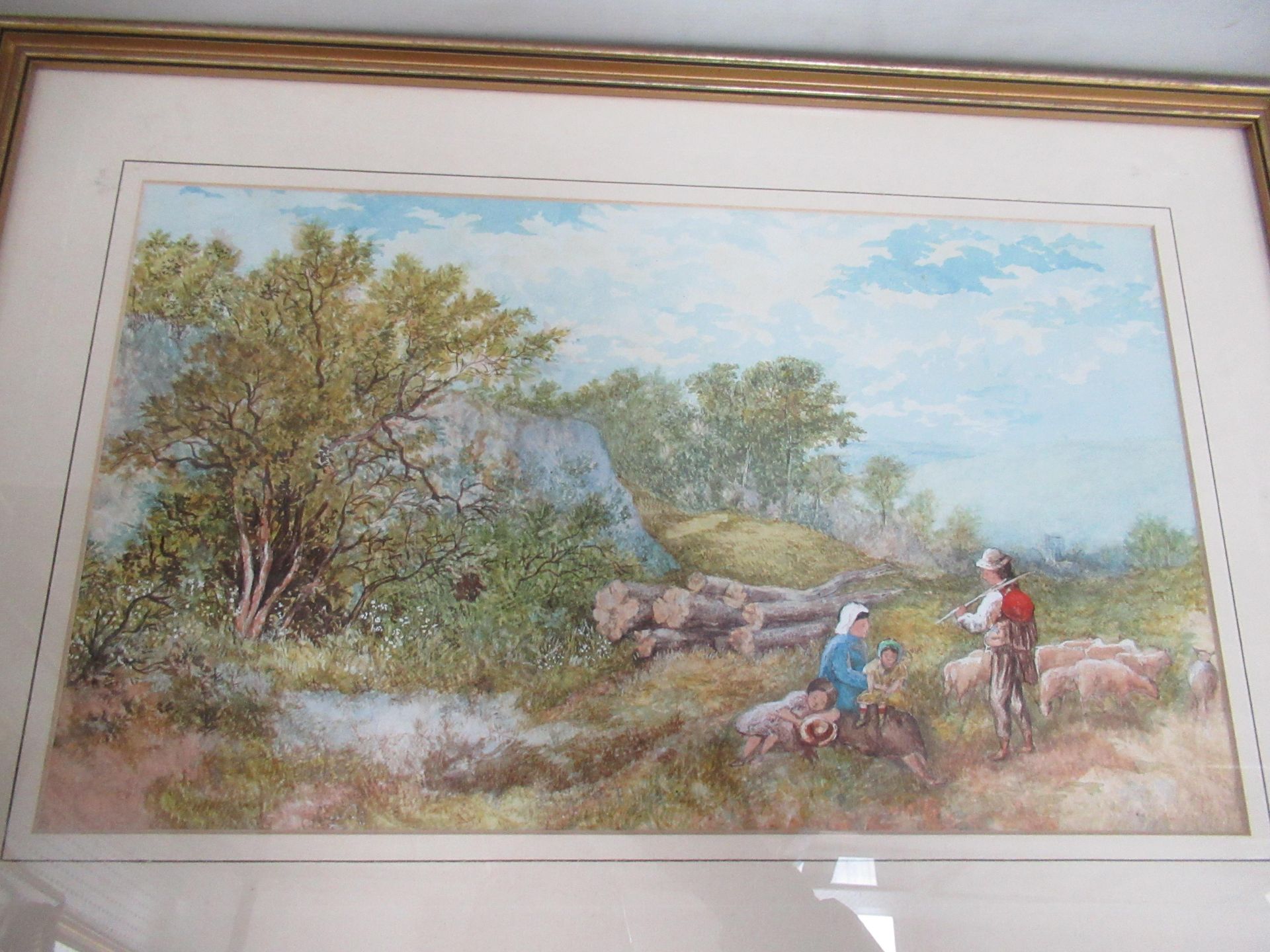 Water Colour of Country Scene and Family, Unsigned - Image 2 of 2