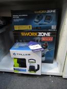 Work Zone Soldering Station, Airless Sprayer and Taller LED Lantern