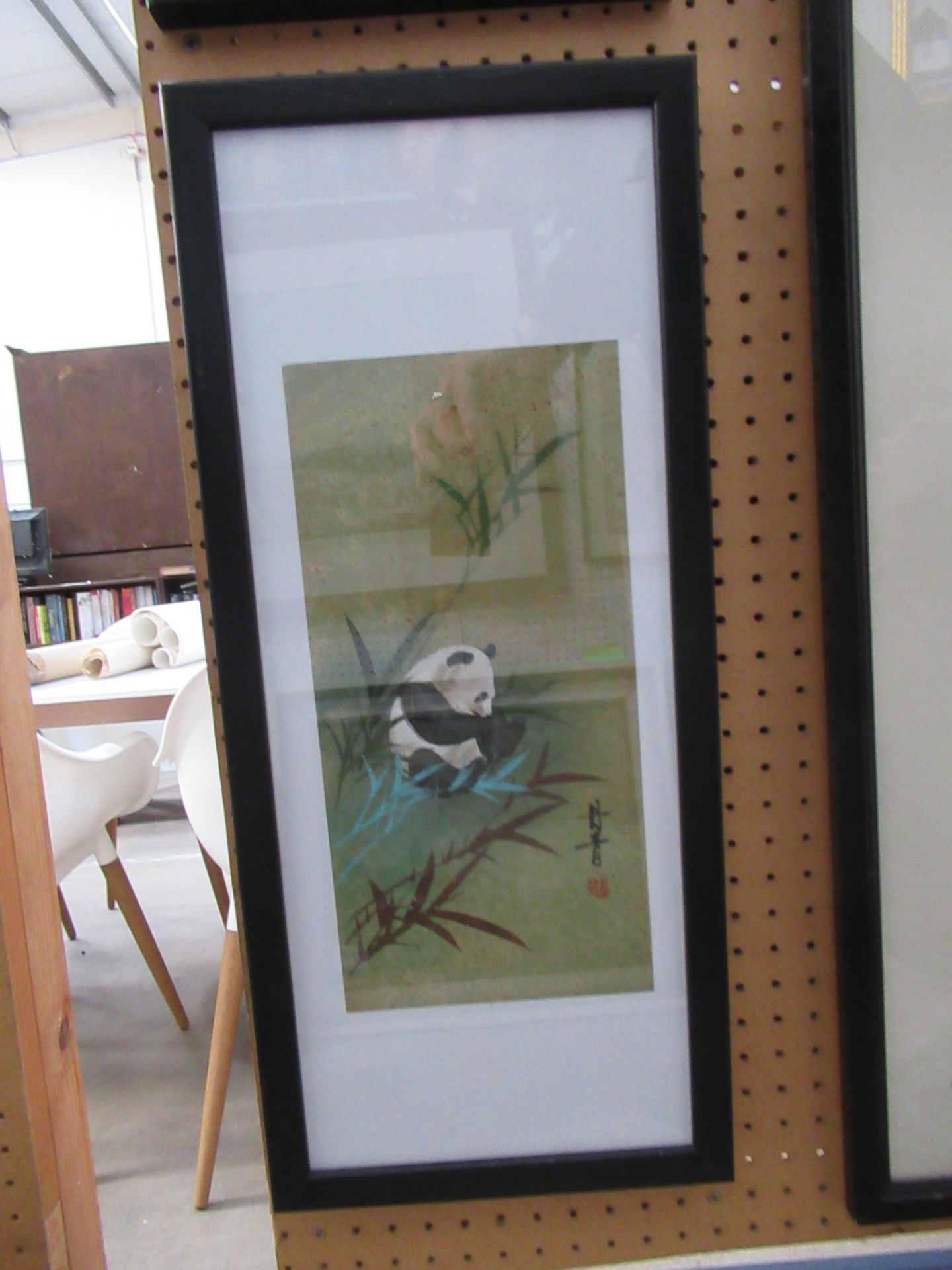 Four Chinese Water Colours signed 'Dan Quin' of Cranes and Pandas Circa 20th Century (29cm x 14cm) - Image 5 of 13