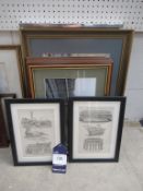 8 x Industrial Themed Prints in Frames (largest 36cm x28cm)