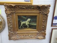 Oil 'Hunting Dog (Poodle)' Continental School, Possibly French ? (19cm x 24cm)