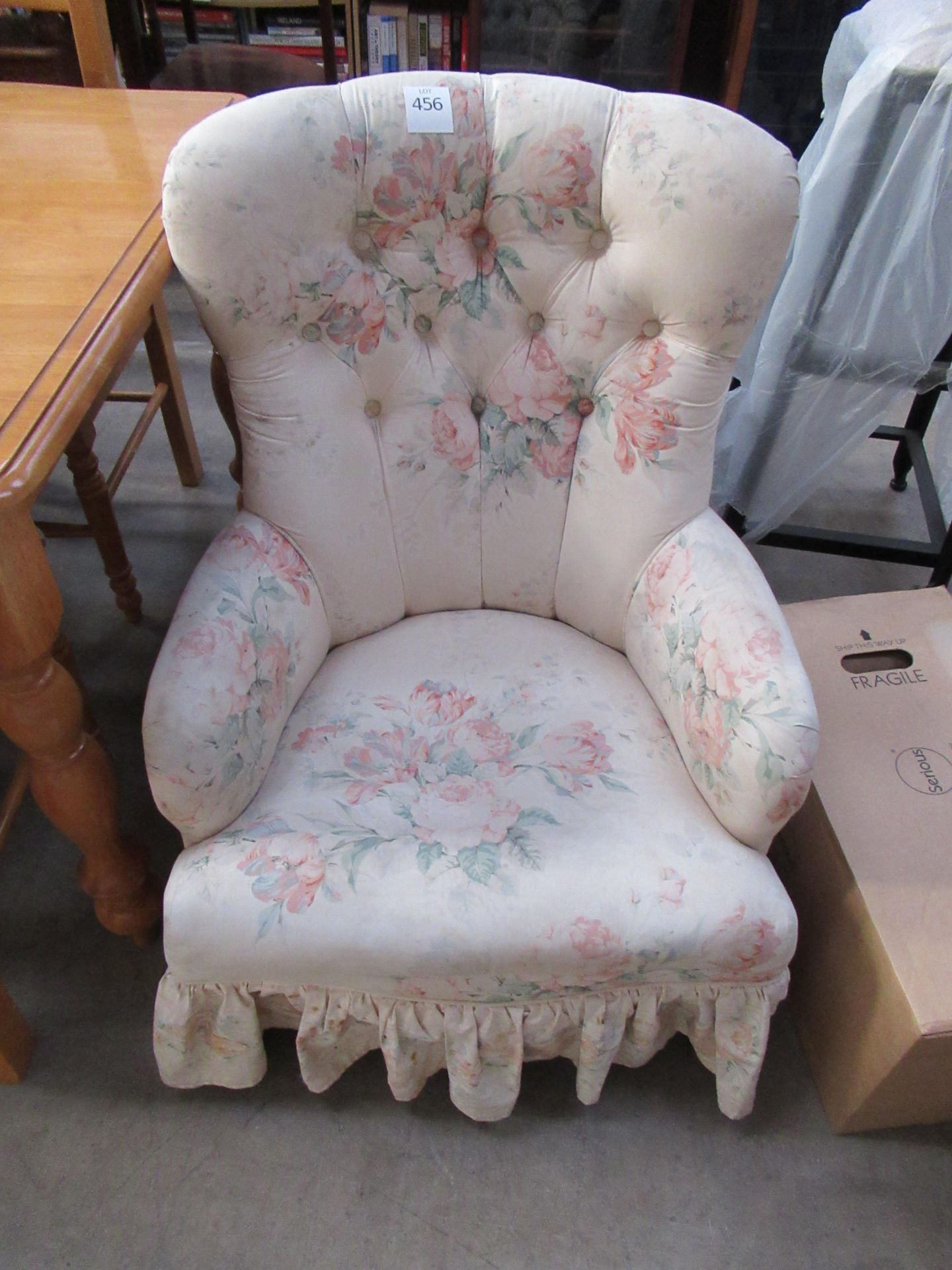 Two Upholstered Chairs (one on castors) - Image 2 of 2