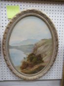 Oil on canvas of Oval Form 'Continental Landscape' signed by A. Grant-Kurtis (39cm x 28cm)