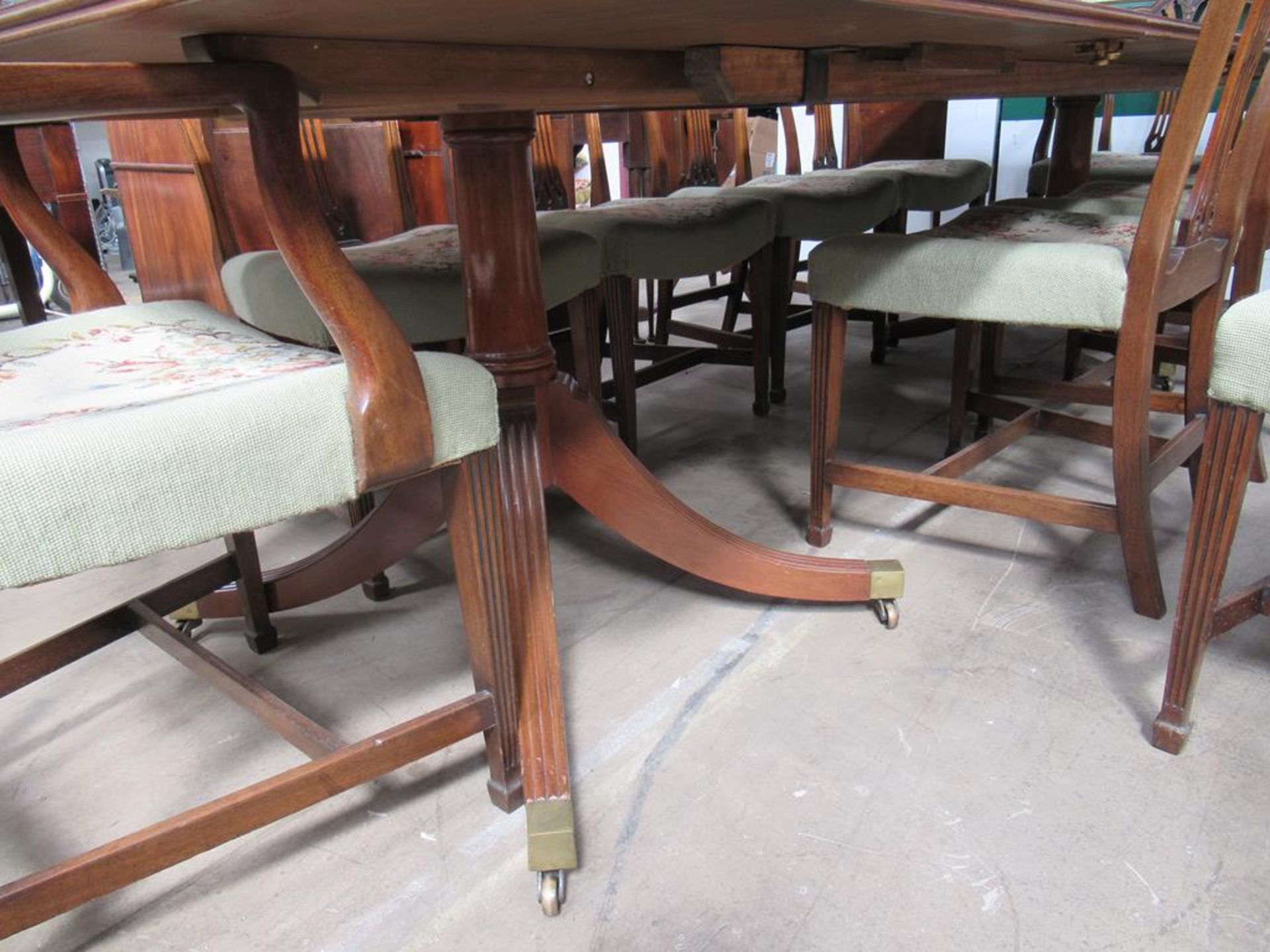 A set of Ten Sheraton Style Dining Chairs together with a Regency Style Mahogany Dining Table Compri - Image 8 of 9