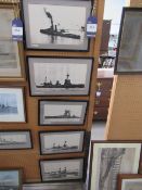 7 x Framed Photographs of Naval Warships (22.5cm x 35cm)