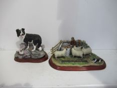 Two Border Fine Arts Figures (18cm x 18cm Dog, 13cm x 30cm Sheep)