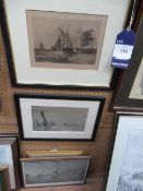 10 x Pictures of Ships in Varying Medium including John Henderson Water Colour (Largest 19cm 26cm)