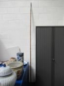 A Large 2.9m Spear, wooden with 30cm three edged metal tip, marked Mole Bibmmn