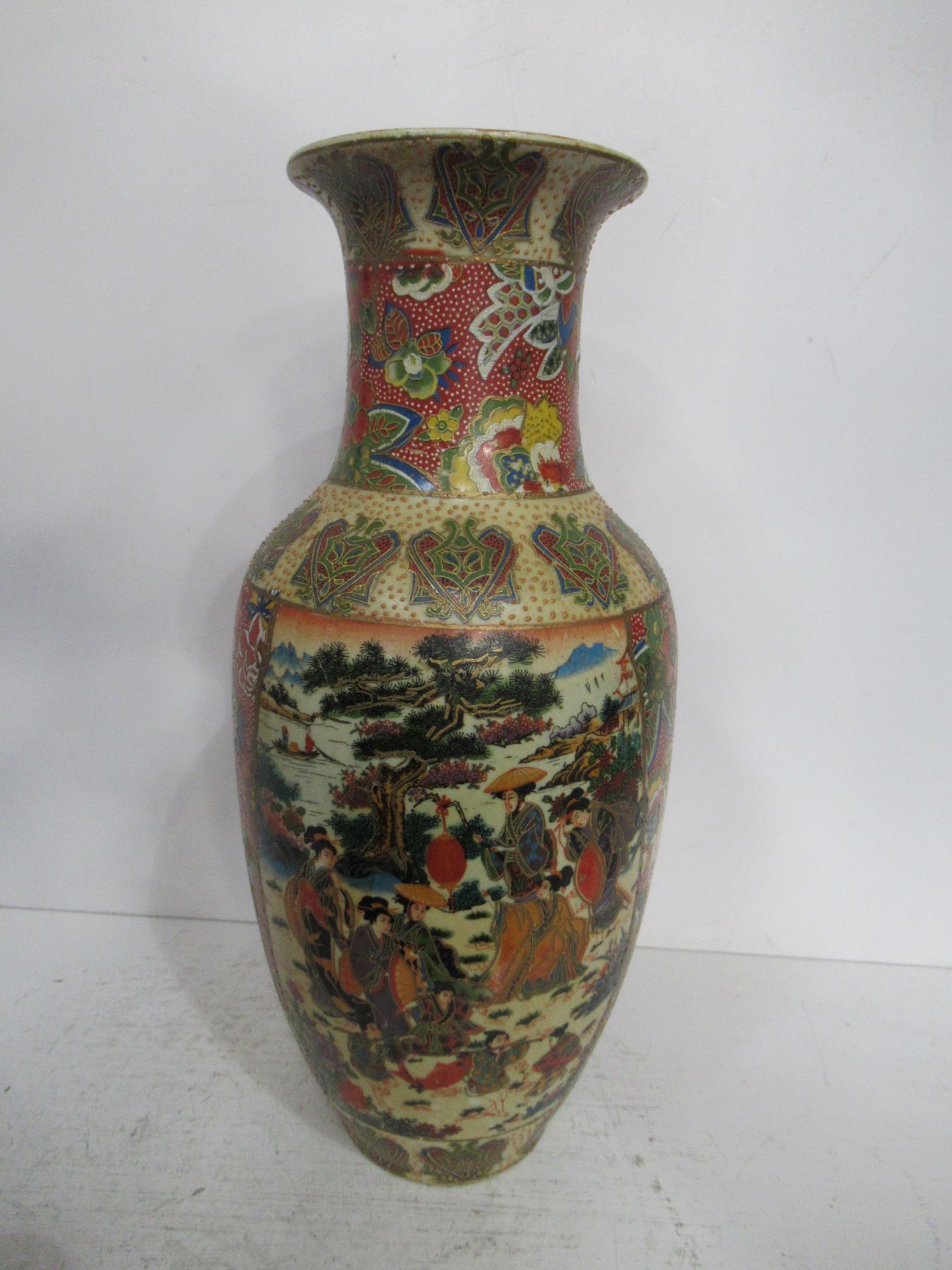 A Chinese Painted Satsuma Vase Depicting Scene (36cm) - Image 3 of 6