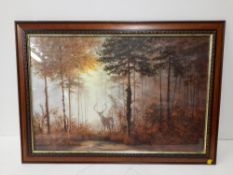 Framed and Glazed Quiet Forest Painting, Artist Ge
