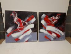 2 x Canvas Paintings depicting Dancers, Artist Kit
