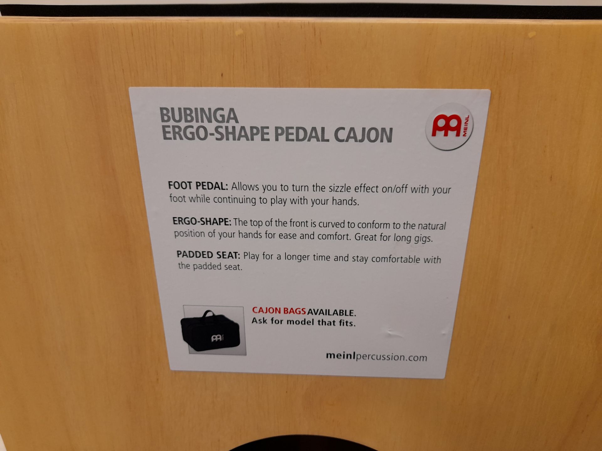 Meinl Bubinga Ergo-Shape Pedal Cajon, (Model CAJ10 - Image 4 of 8