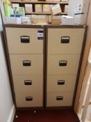 2 – Four Drawer Filing Cabinets, two tone brown