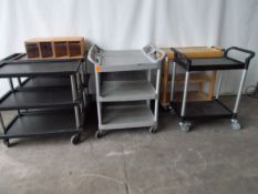 6 x Plastic & Wooden Catering Trolleys