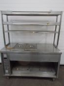 Stainless Steel Electric Hot Serving Counter with Overhead shelving