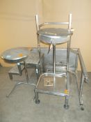Assortment of Stainless Steel Tables, Benches, Steps, Waste Bins