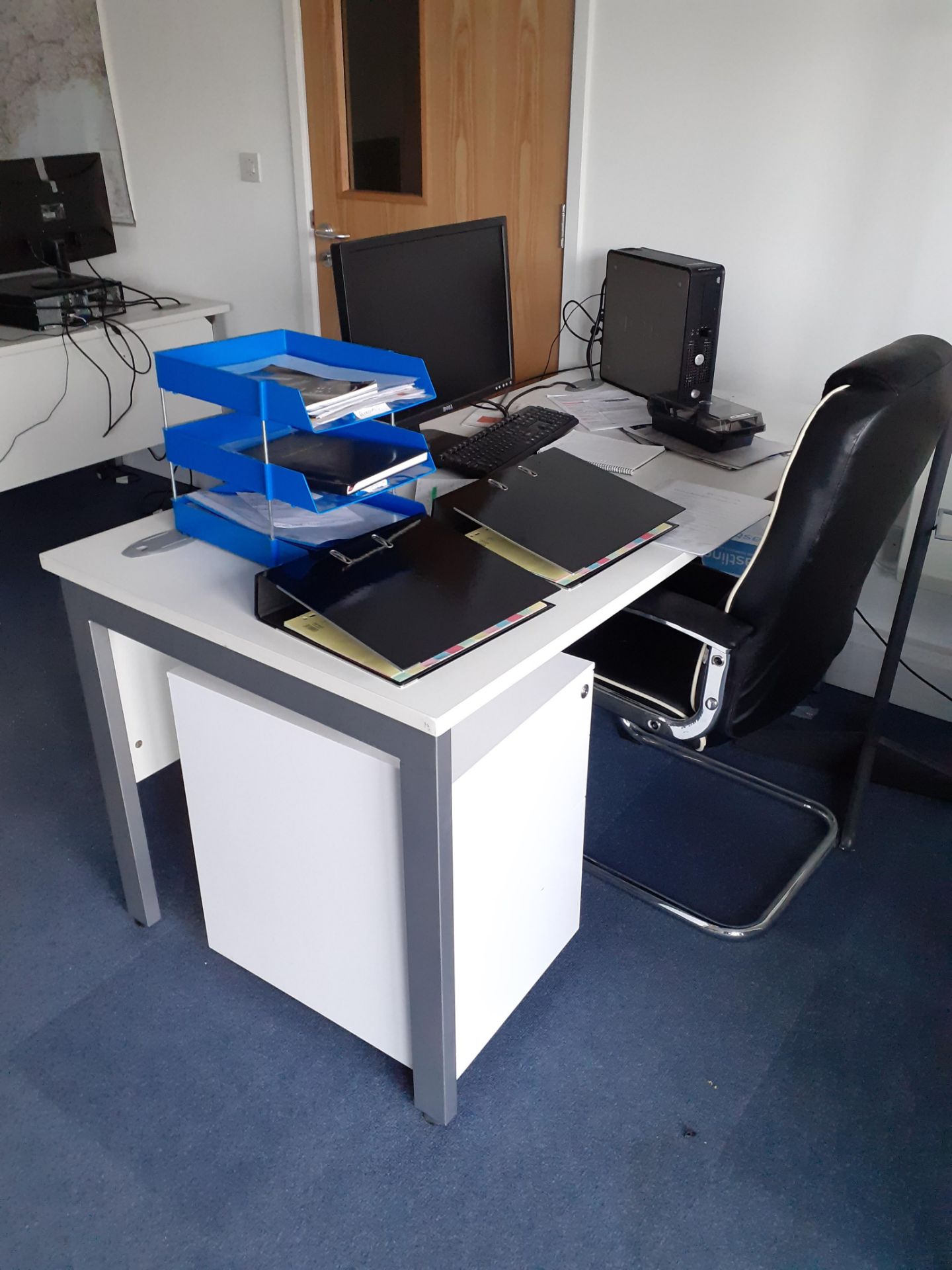 3 White Melamine Desks and Pedestals - On View at 27C Pennygillam Industrial Estate, Pennygillam