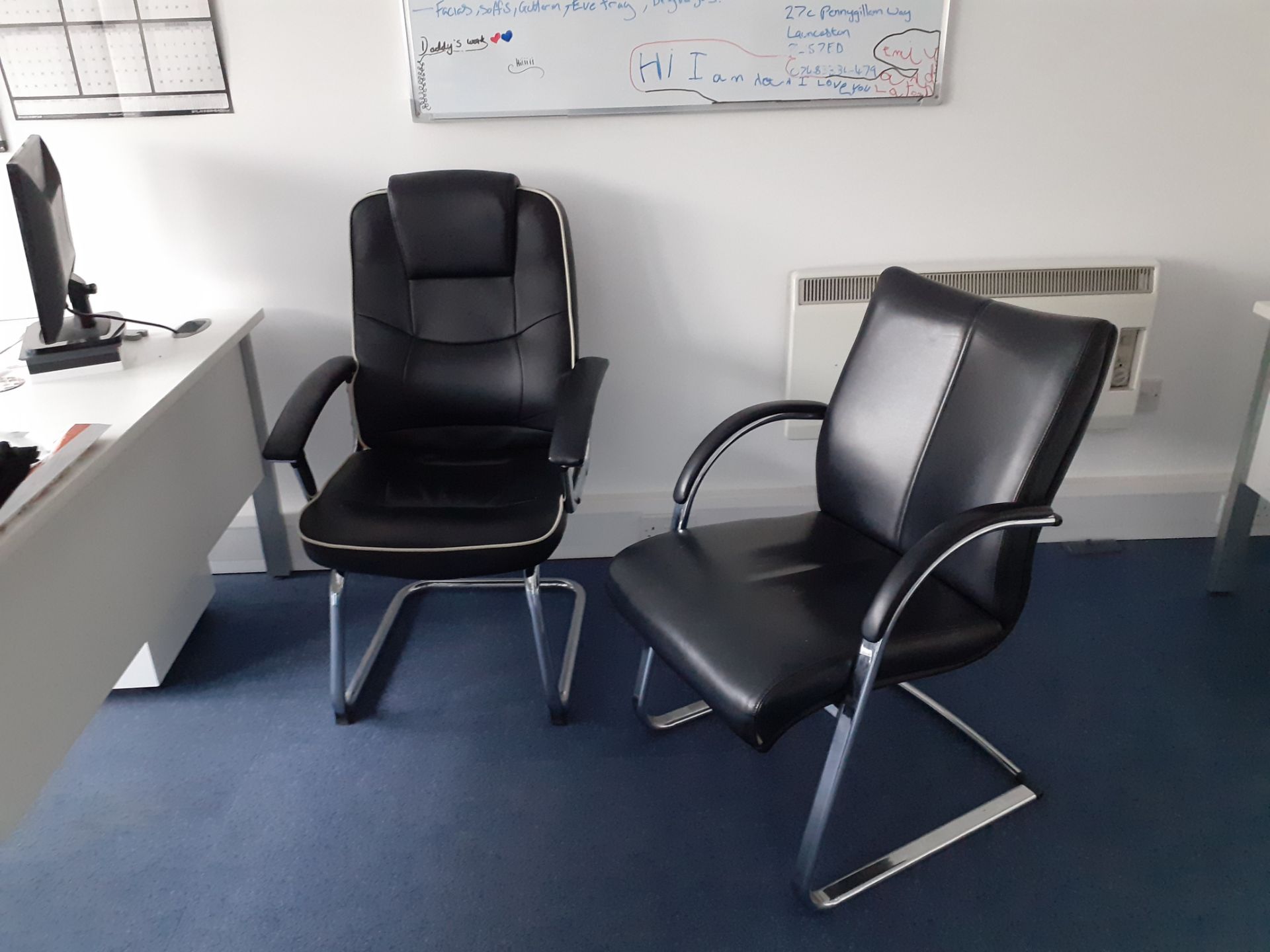 4 Black Vinyl Cantilever Chairs - On View at 27C Pennygillam Industrial Estate, Pennygillam Way,