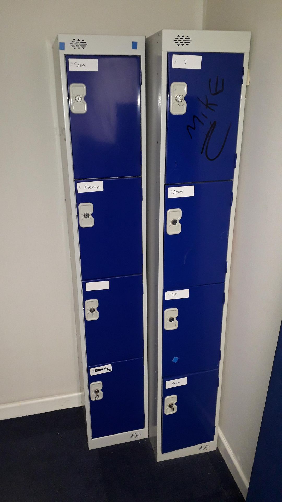 2 x Steel 4 Door Upright Personal Lockers