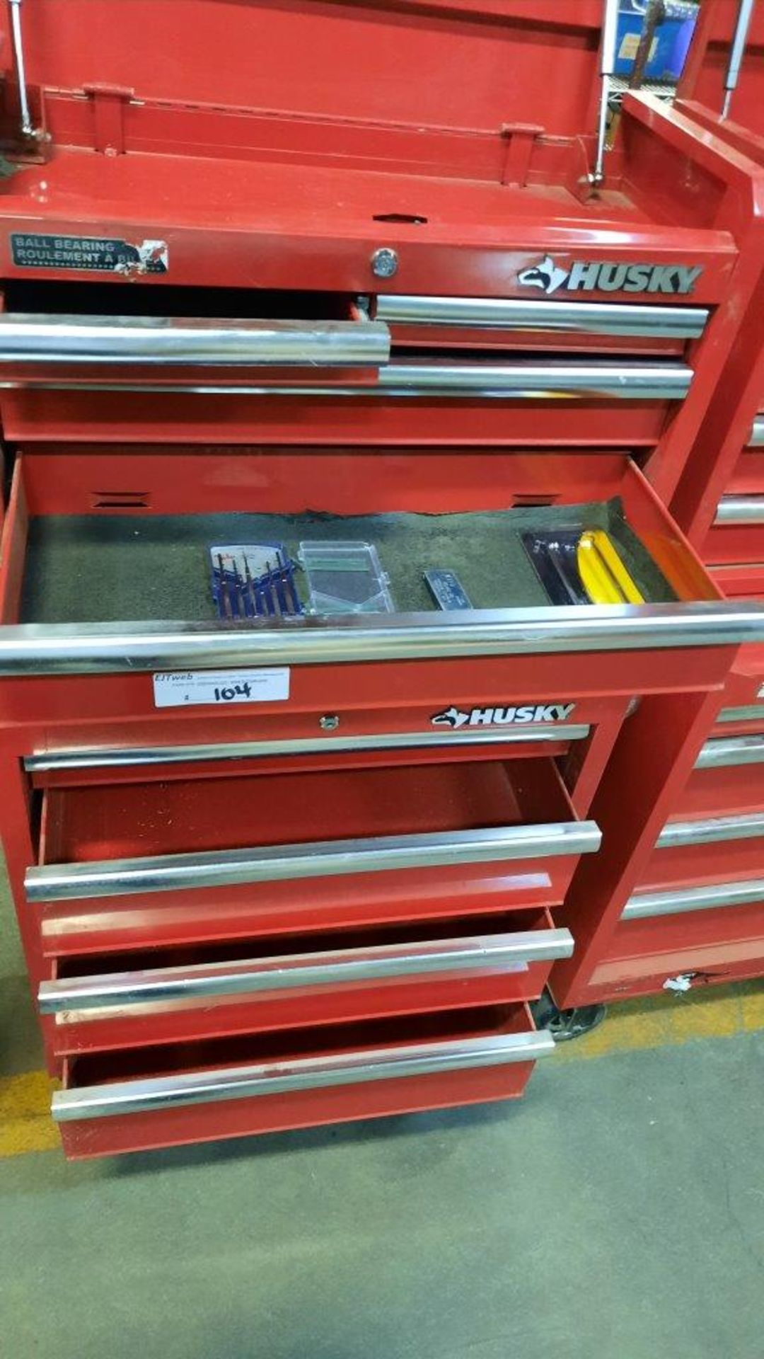 HUSKY Rolling Tool Cabinets, 4-drawer bottom unit & 5-drawer+hinged cover top unit - Image 2 of 2