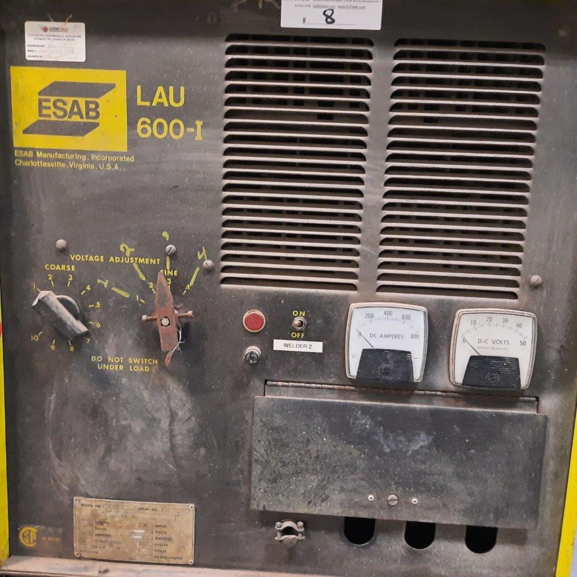 ESAB Welding Machine, mod: 600-1 (specs. via photo) c/w Steel Cart - AS-IS - Image 5 of 6