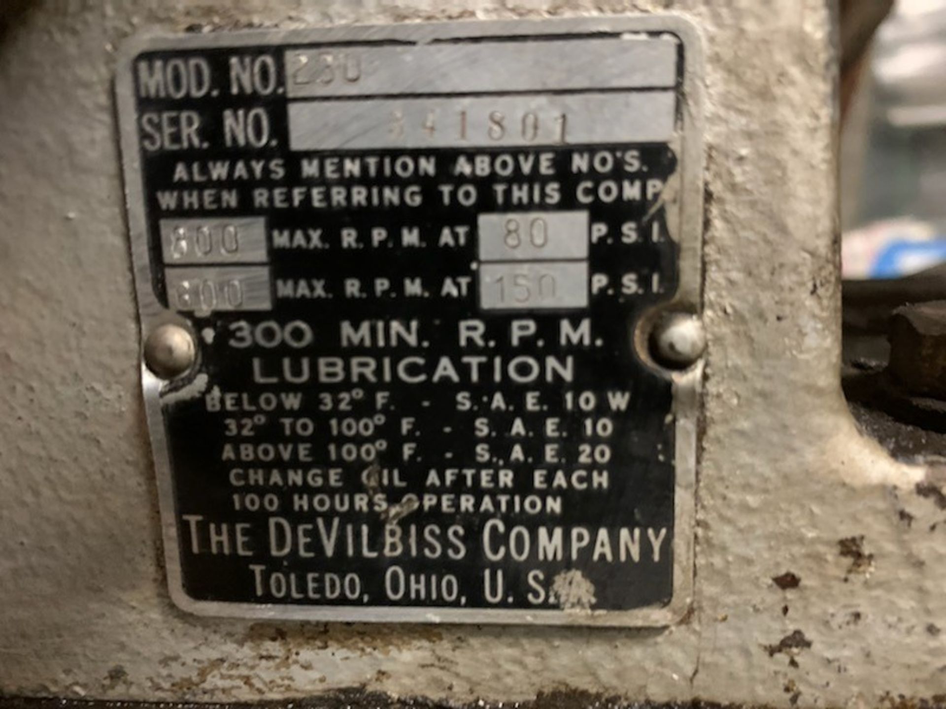 DeVilbiss 150psi air Compressor on cart (good working condition) - Image 5 of 7