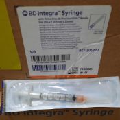 Boxes of INTEGRA Syringes, 3ML BD, (100 per Box)