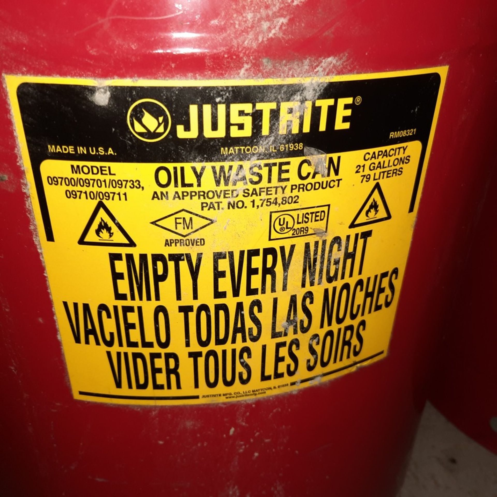 Metal Oily Waste Cans - LIKE NEW - Image 2 of 2