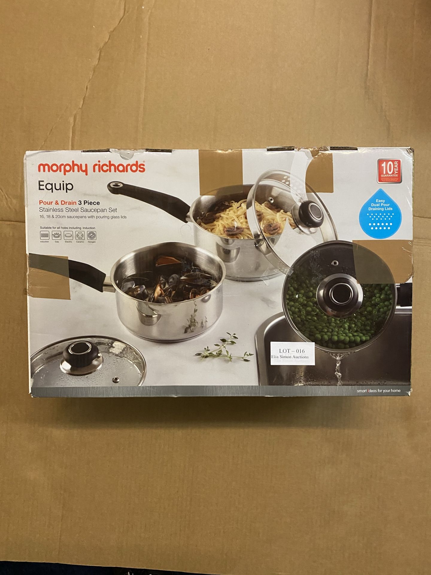 MORPHY RICHARDS EQUIP POUR AND DRAIN 3 PIECE STAINLESS STEEL SAUCEPAN SET