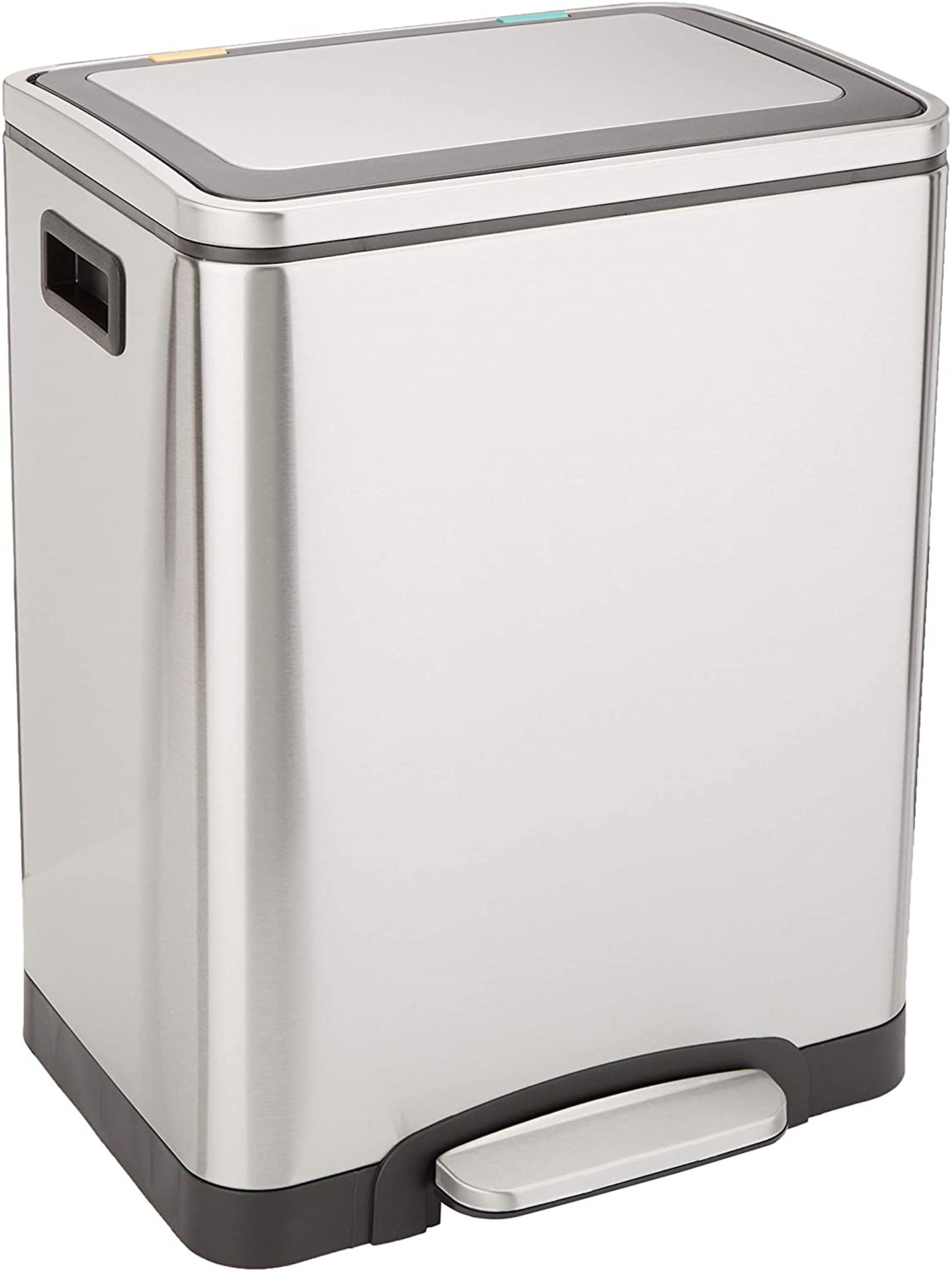 AmazonBasics Stainless Steel Dustbin with Two 15 L Interior Bins - 2x15L