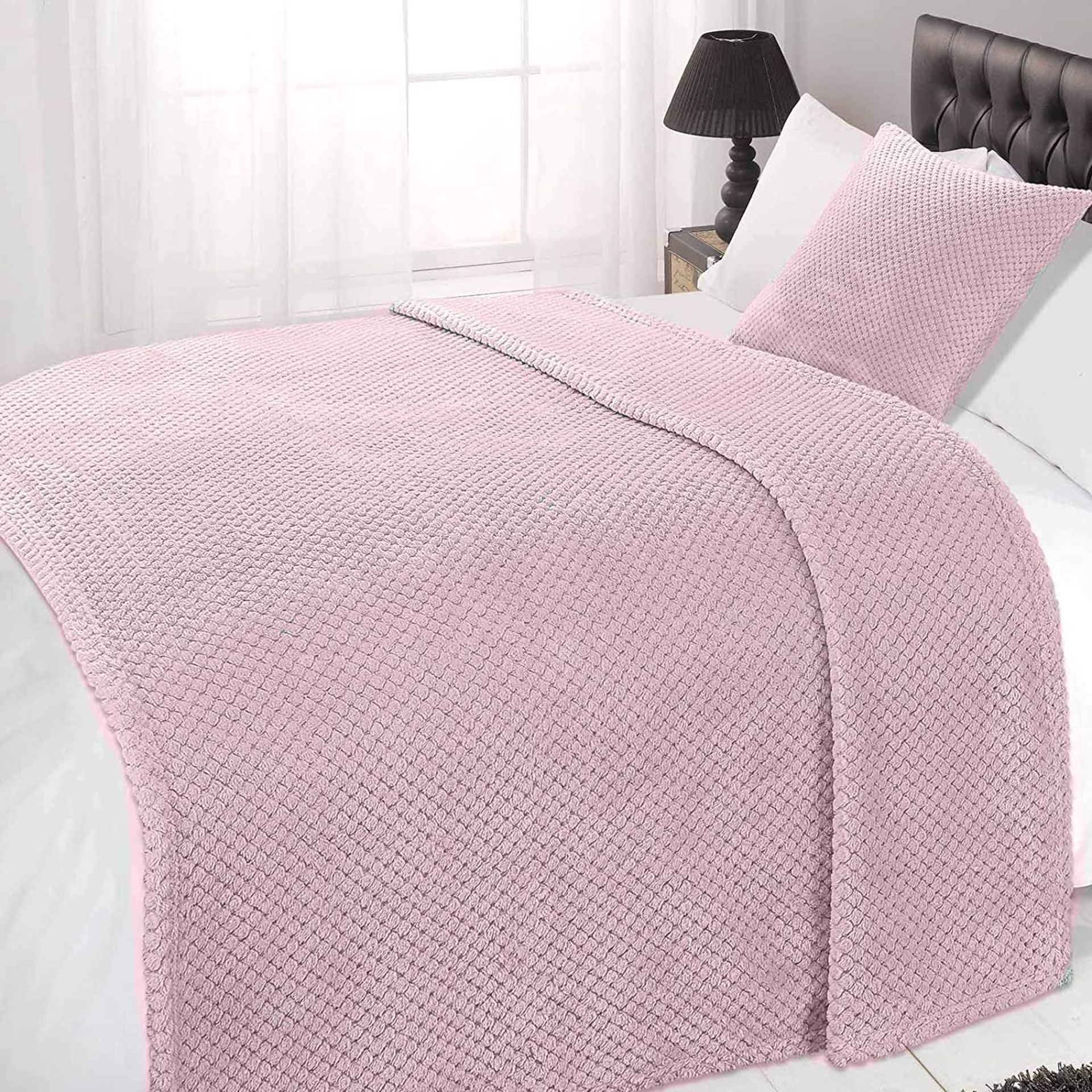 Dreamscene Waffle Honeycomb Warm Throw Over Sofa Bed Soft Blanket 125 x 150, 100% Polyester, Faux Fu